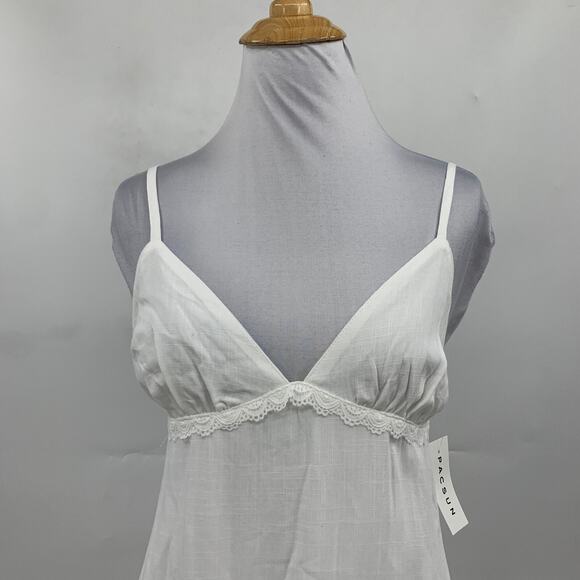 LA Hearts Dress Womens S Small White Straps Lace Trim Lined Back Zip Babydoll - Picture 3 of 13